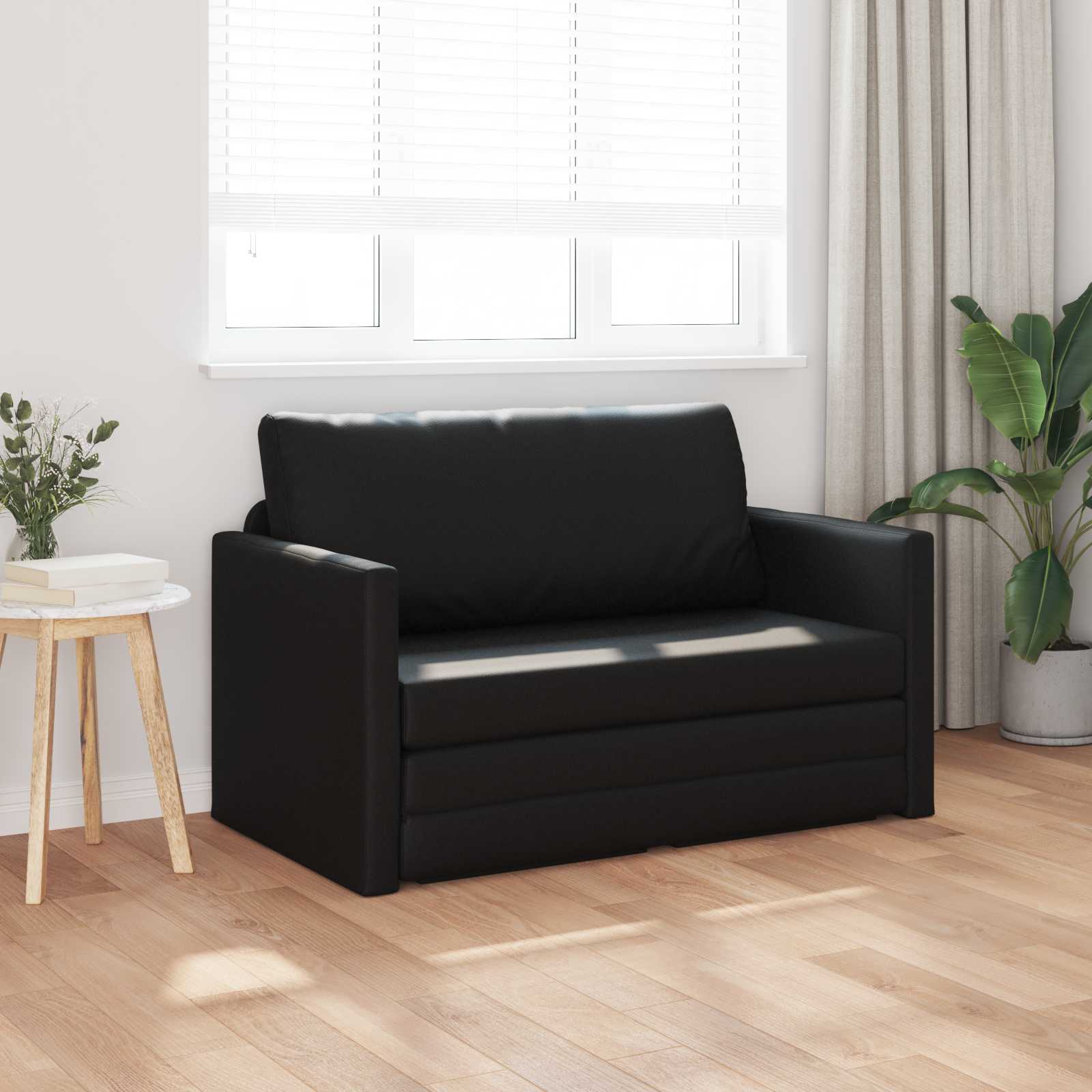 Krevet na razvlačenje Crna 124 x 71 x 78 cm Umjetna koža