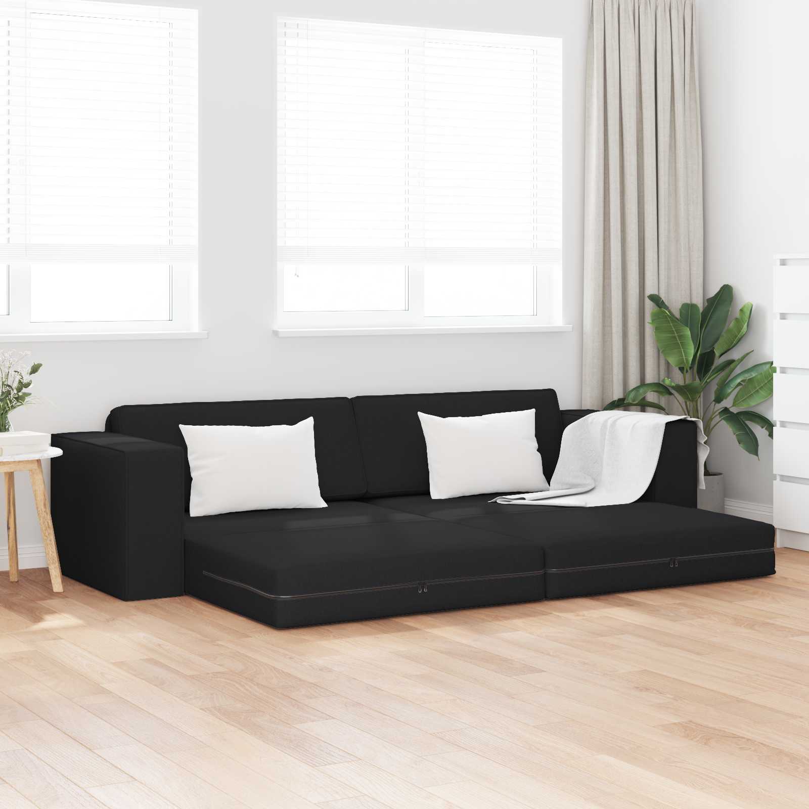 Krevet na razvlačenje Crna 245 x 78 x 77 cm tkanina