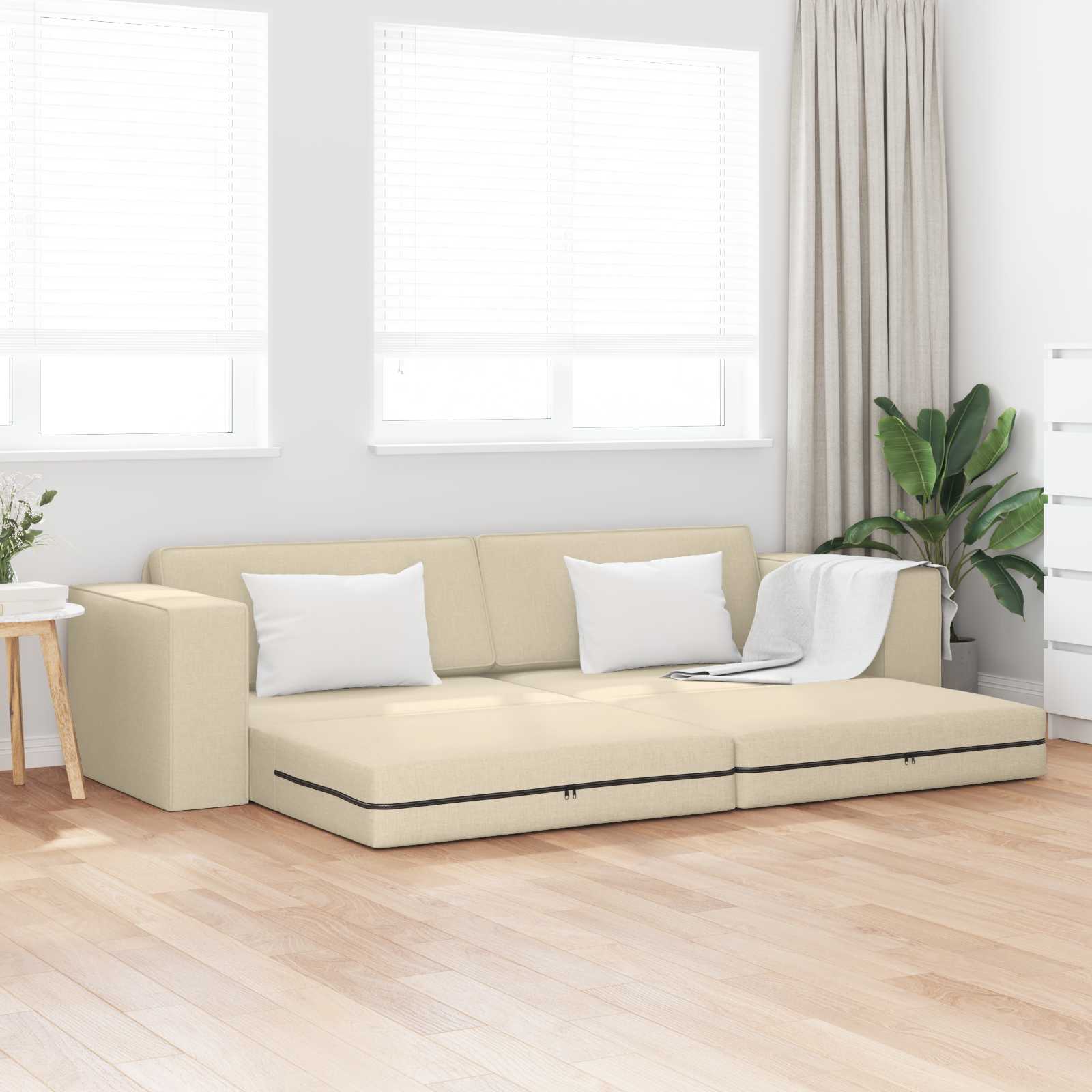 Krevet na razvlačenje Krema 245 x 78 x 77 cm tkanina