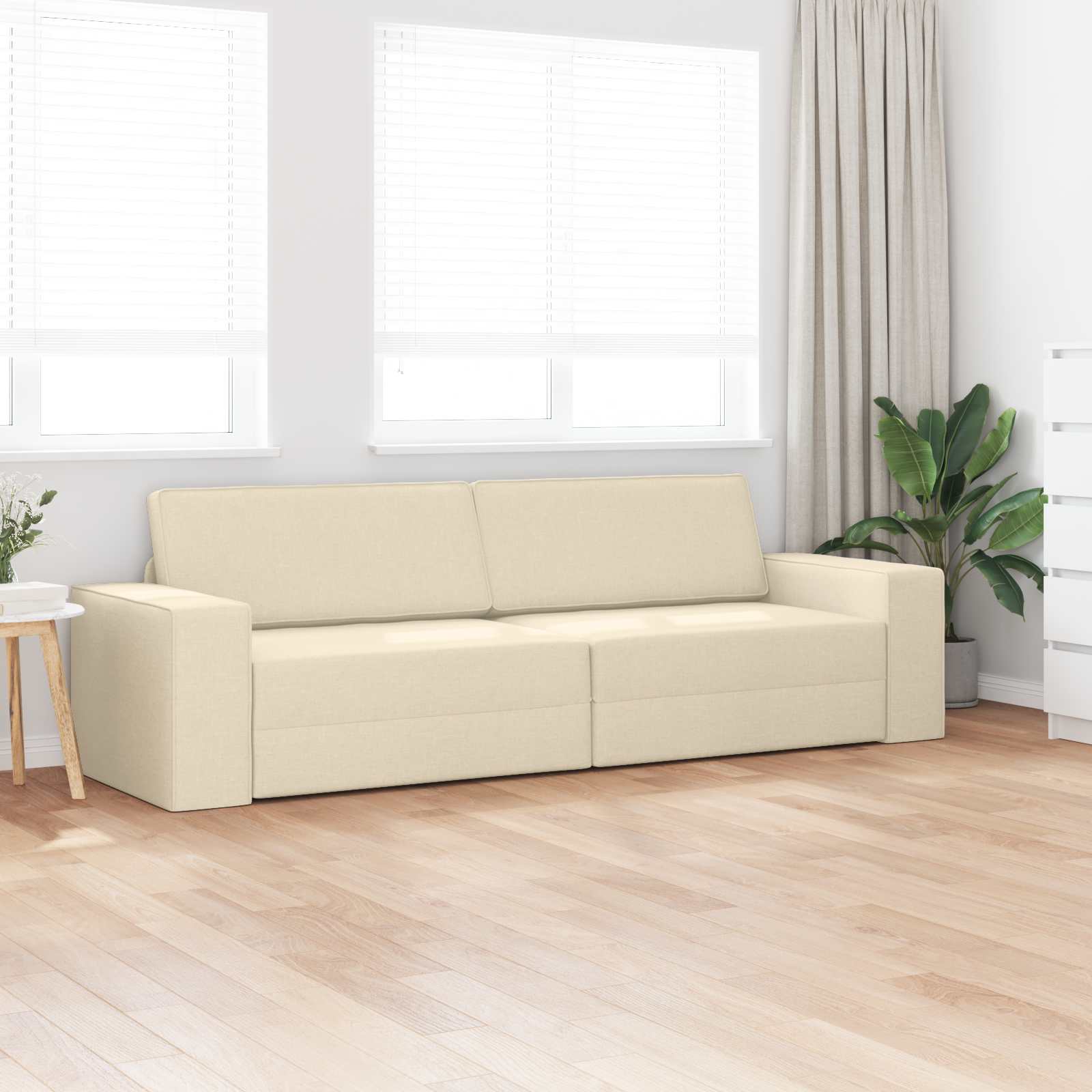 Krevet na razvlačenje Krema 245 x 78 x 77 cm tkanina