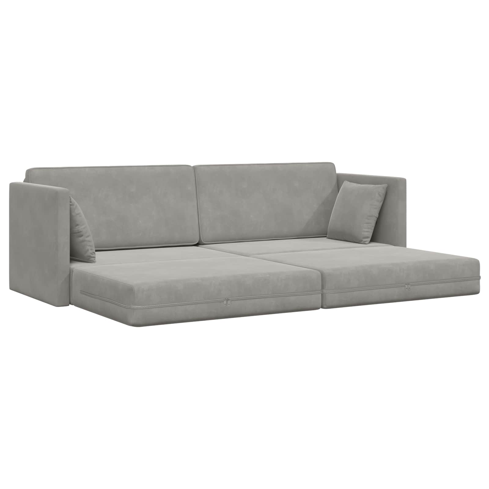 Podni kauč na razvlačenje Svijetlo siva 213 x 70 x 77 cm Baršun