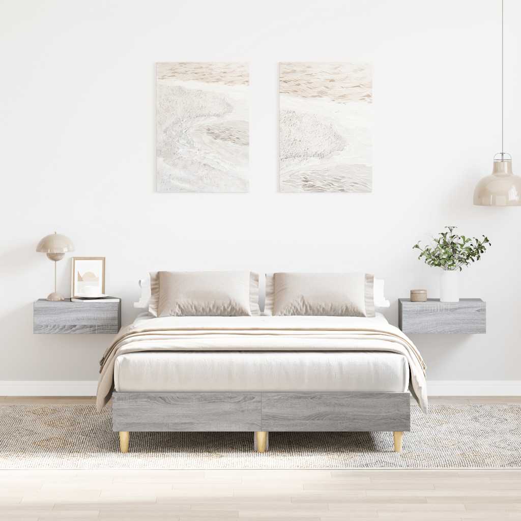 Okvir kreveta bez madraca siva boja hrasta 135 x 190 cm