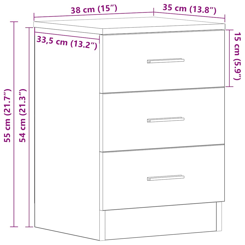 Noćni ormarići 2 kom Staro drvo 38x35x55 cm Konstruirano drvo