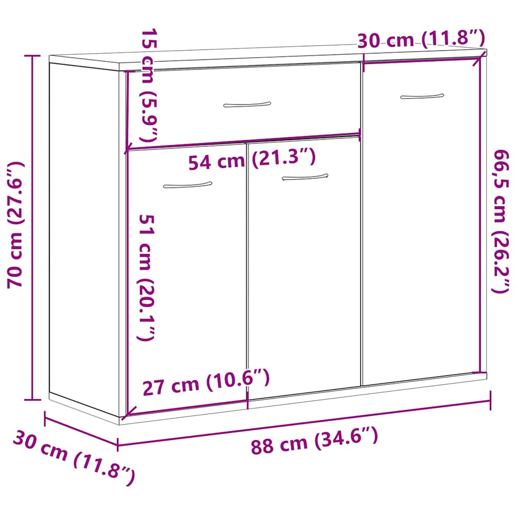 Komoda Artisan hrast 88x30x70 cm izrađeno drvo