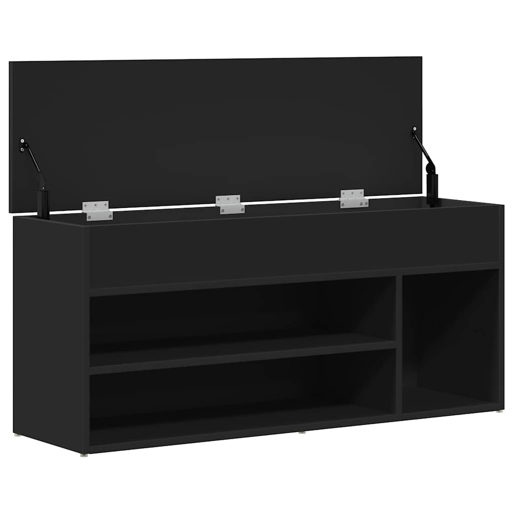 Klupa za cipele crna 102x30,5x45 cm izrađeno drvo