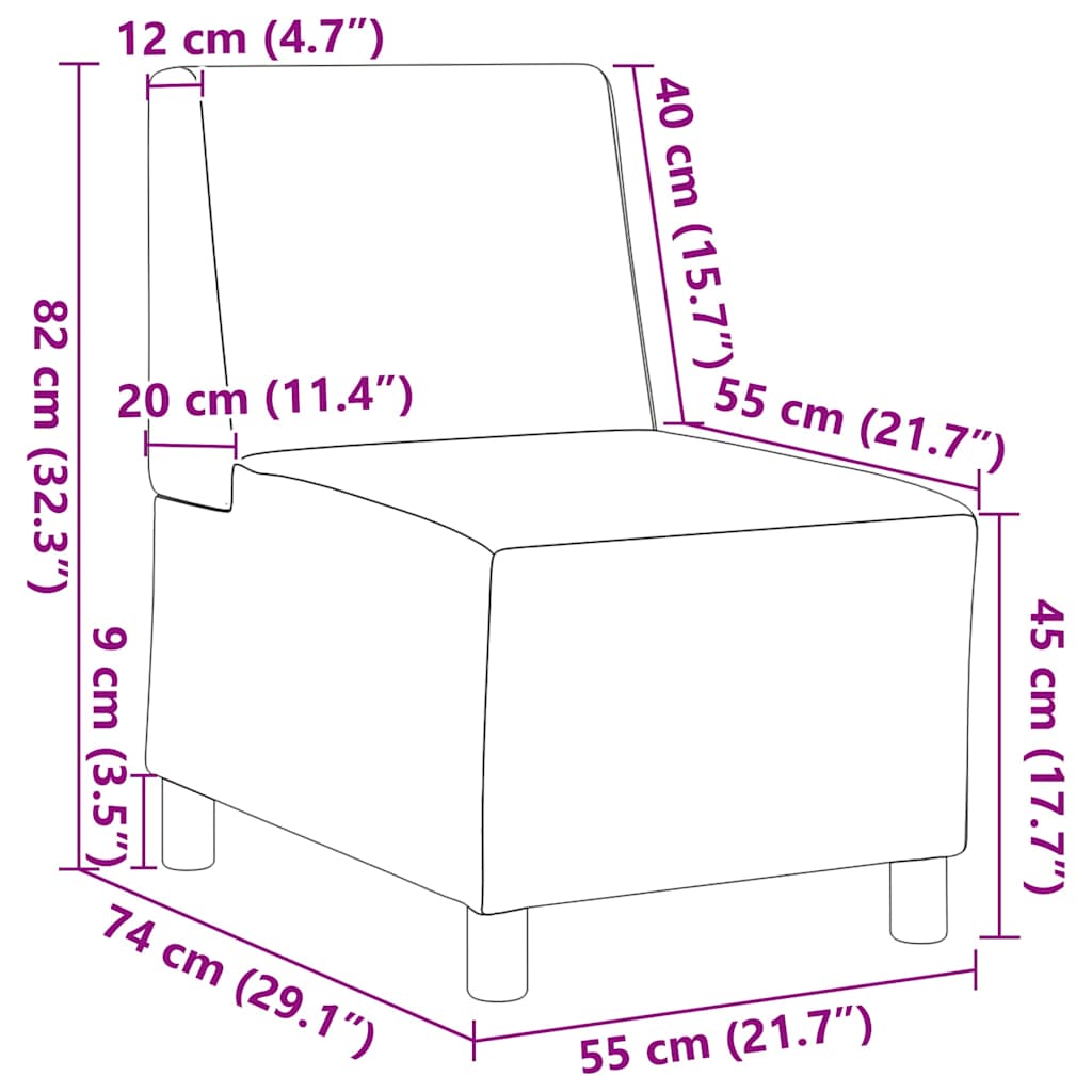 Modularna sofa bez naslona za ruke crna 55 cm tkanina