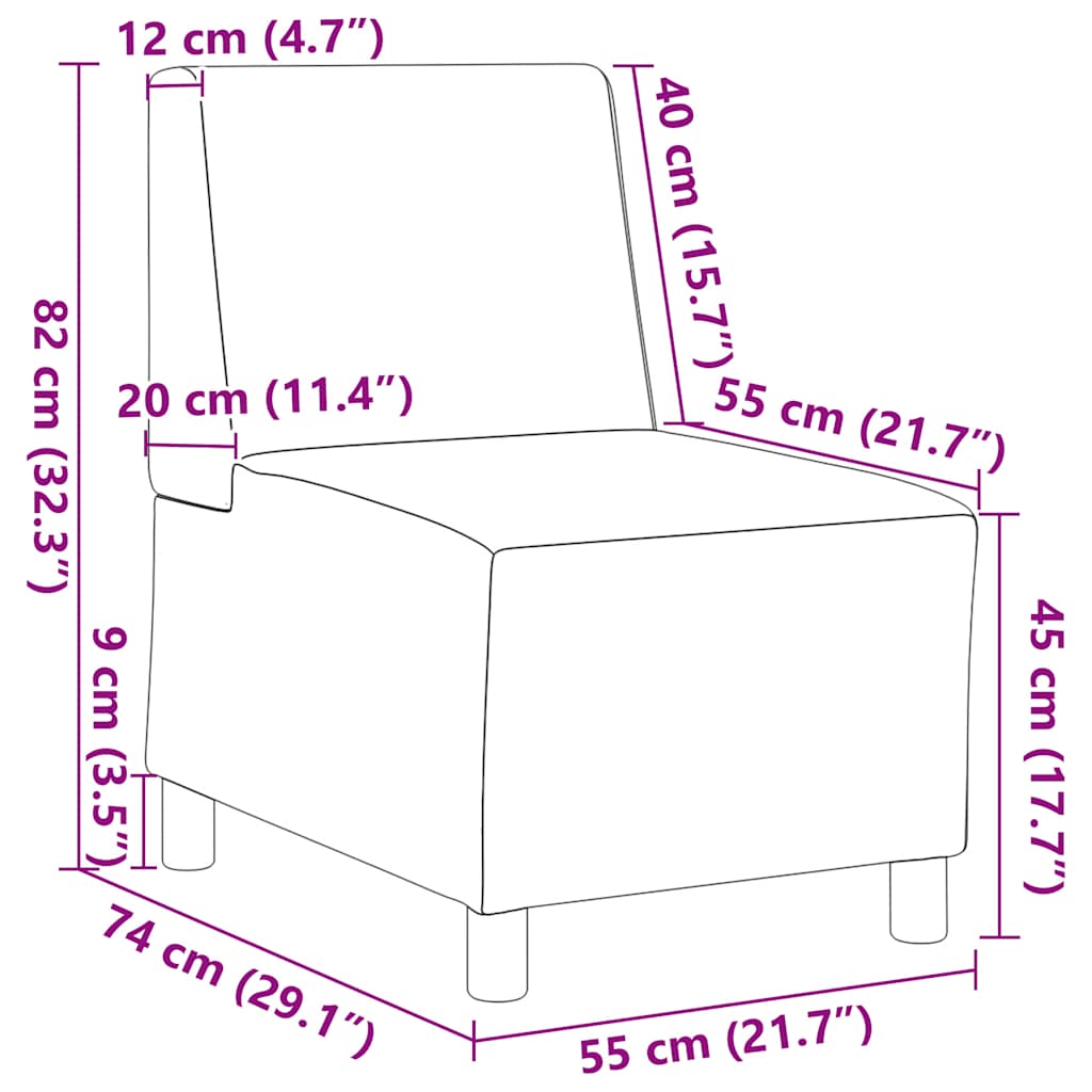 Modularna sofa bez naslona za ruke, siva, 55 cm, tkanina
