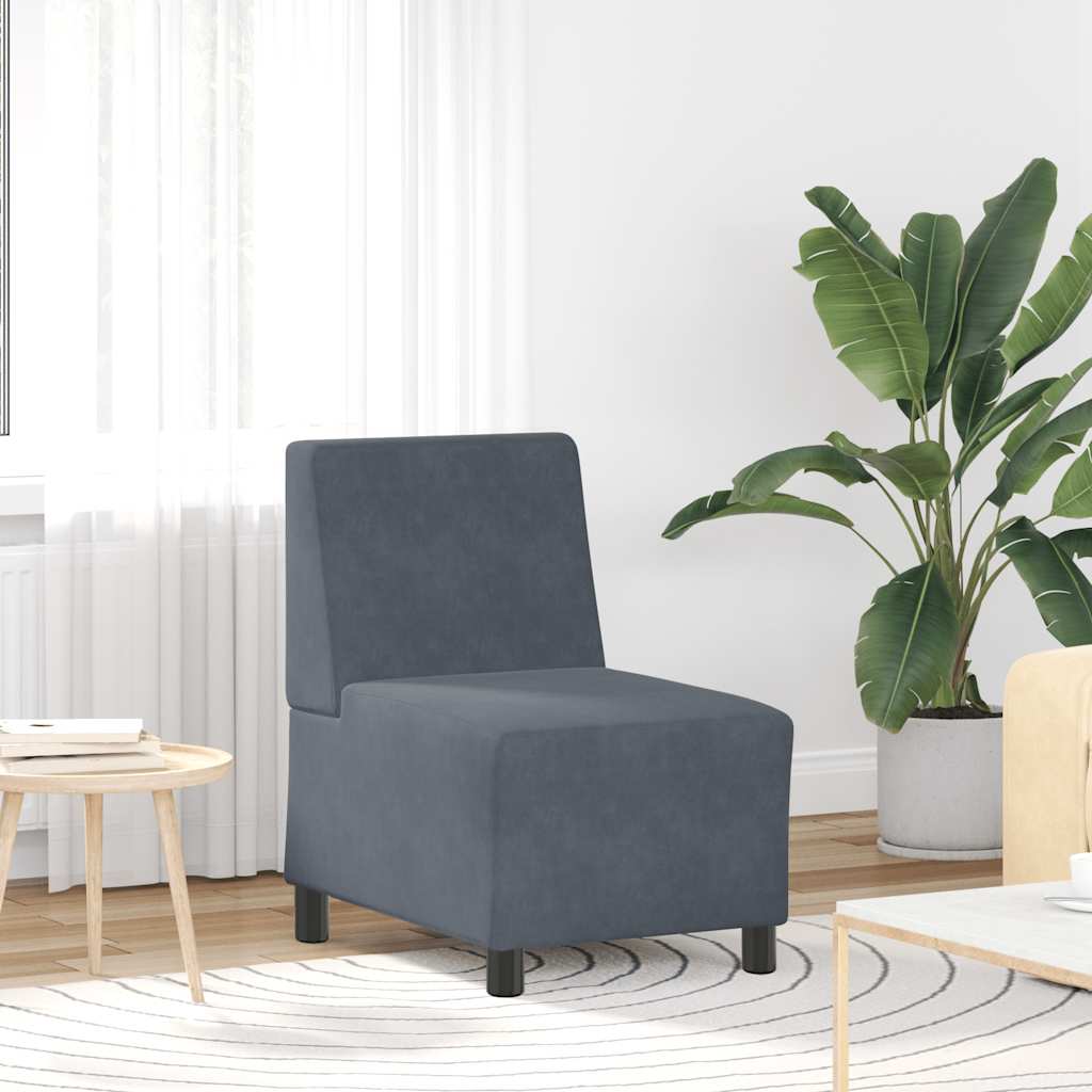 Modularna sofa bez naslona za ruke tamno siva 55 cm baršunasta