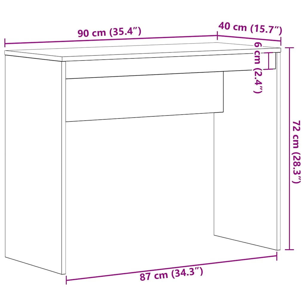 Radni stol Crni hrast 90x40x72 cm Inženirsko drvo