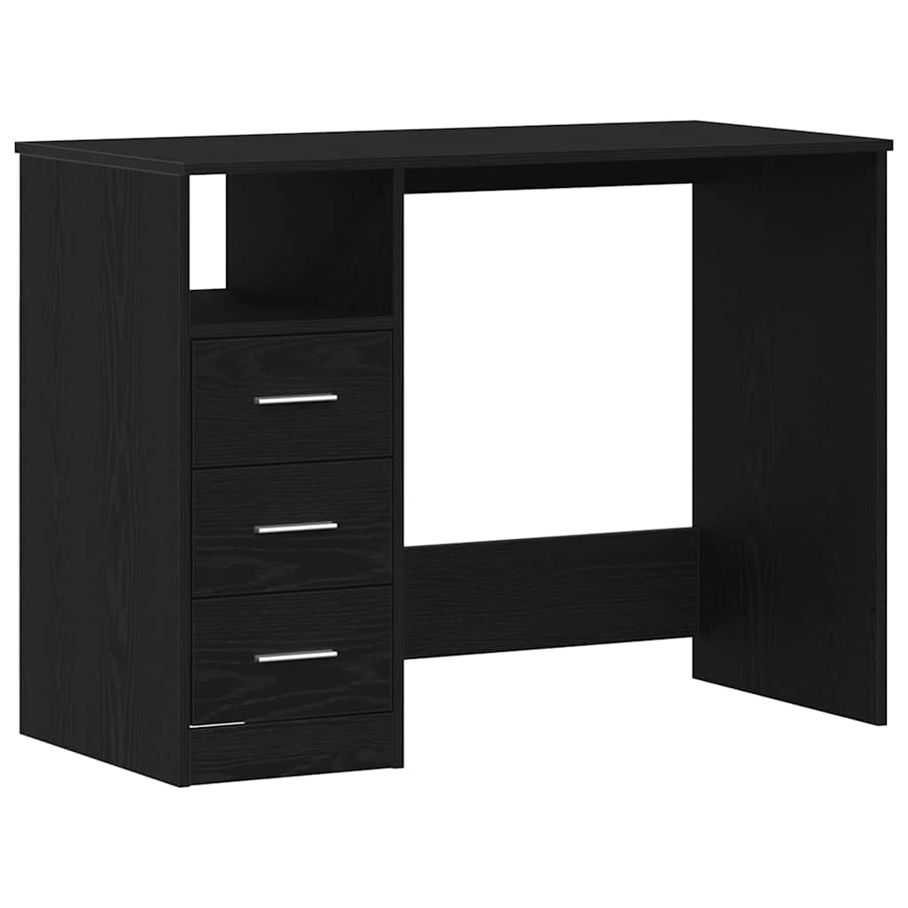 Radni stol s ladicama Crni hrast 102x50x76 cm Konstruirano drvo