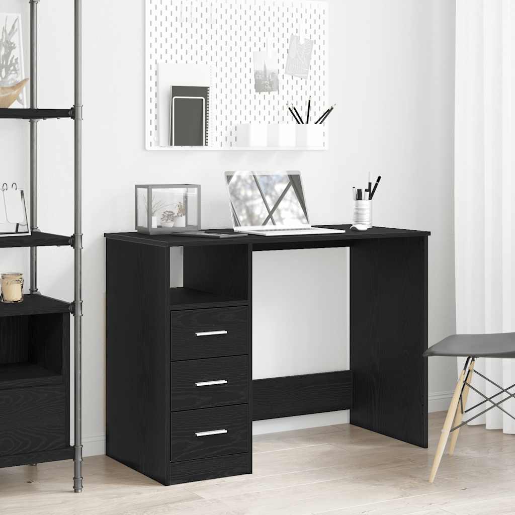 Radni stol s ladicama Crni hrast 102x50x76 cm Konstruirano drvo