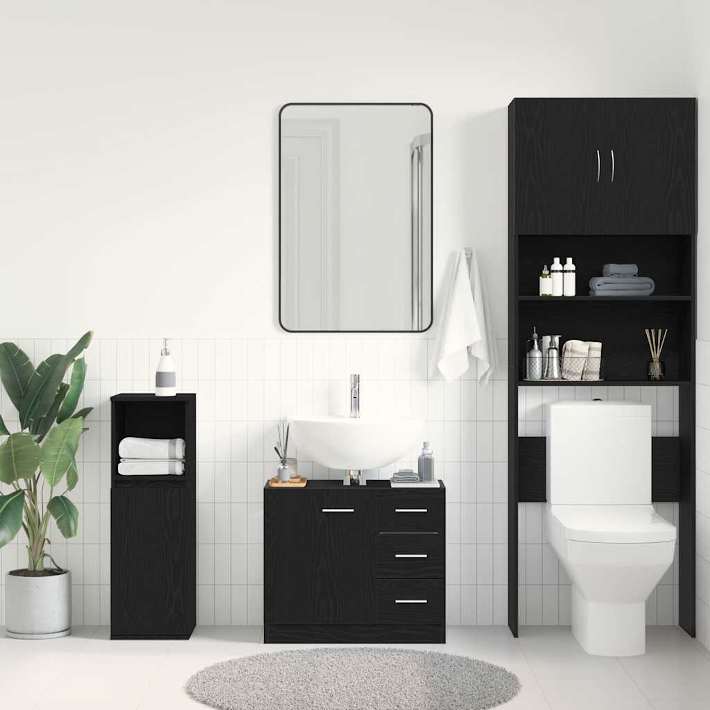 Ormarić za umivaonik crni hrast 63x30x54 cm inženjerski drvo