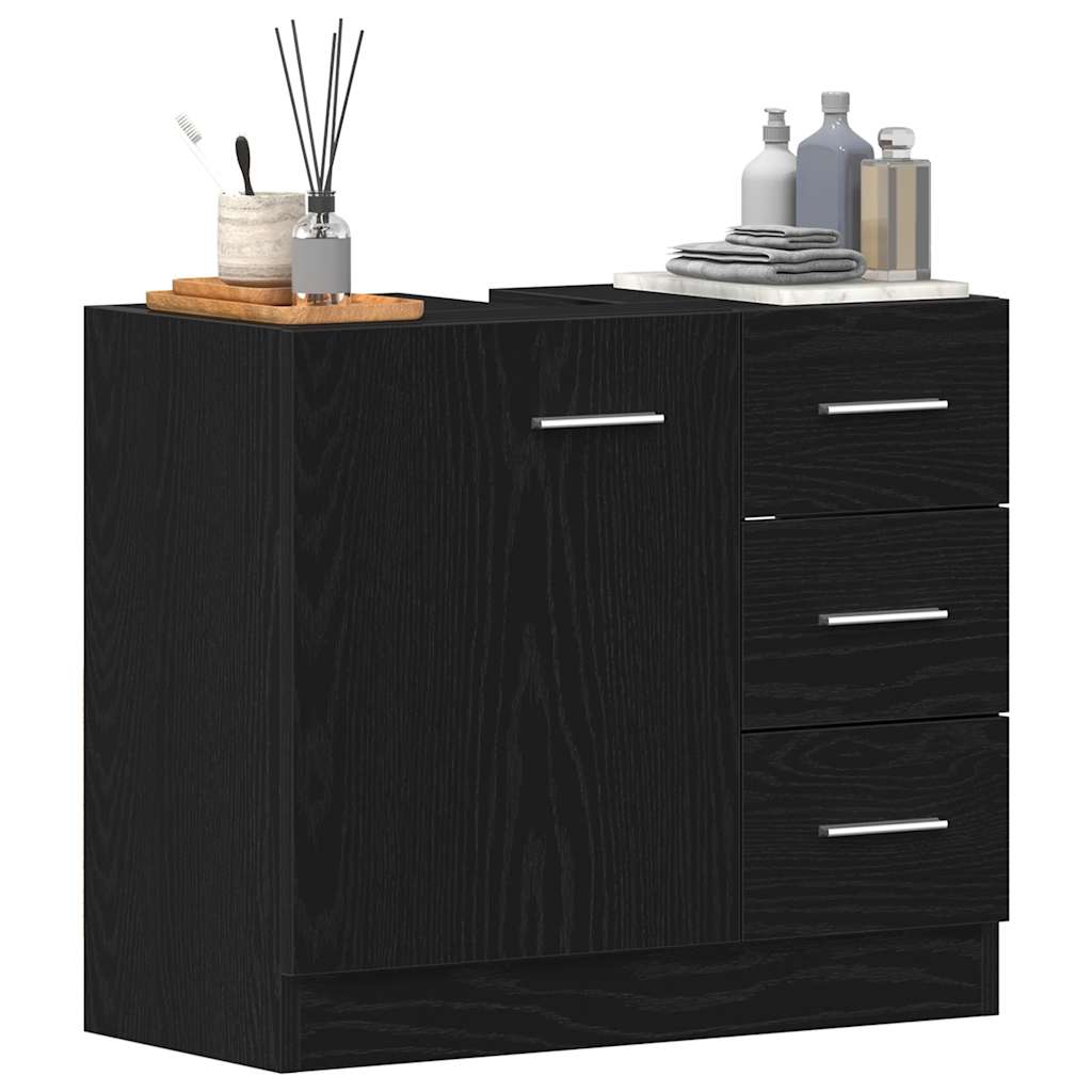 Ormarić za umivaonik crni hrast 63x30x54 cm inženjerski drvo