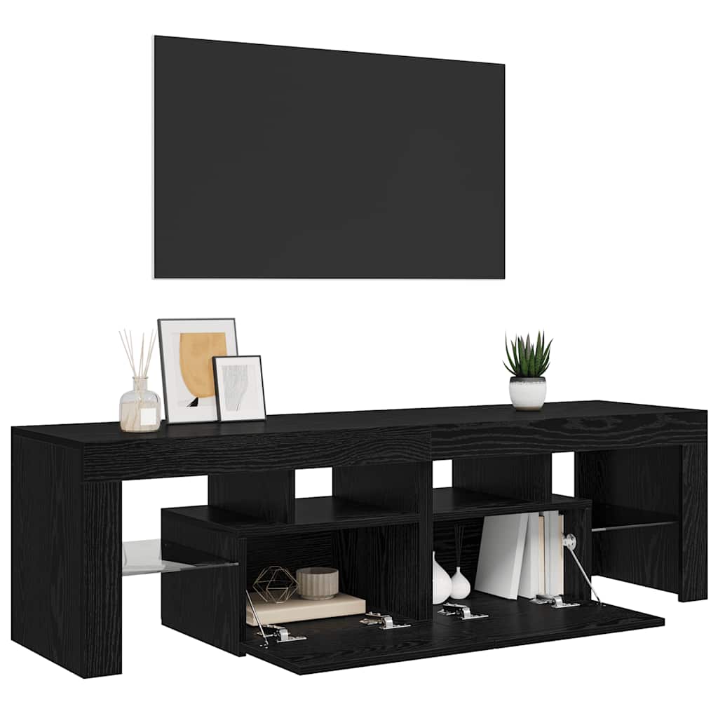 TV ormarić s LED svjetlima crni hrast 140x36,5x40 cm inženjerski drvo