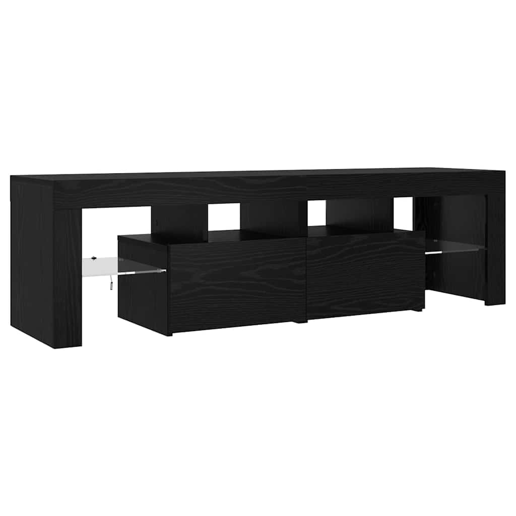 TV ormarić s LED svjetlima crni hrast 140x36,5x40 cm inženjerski drvo