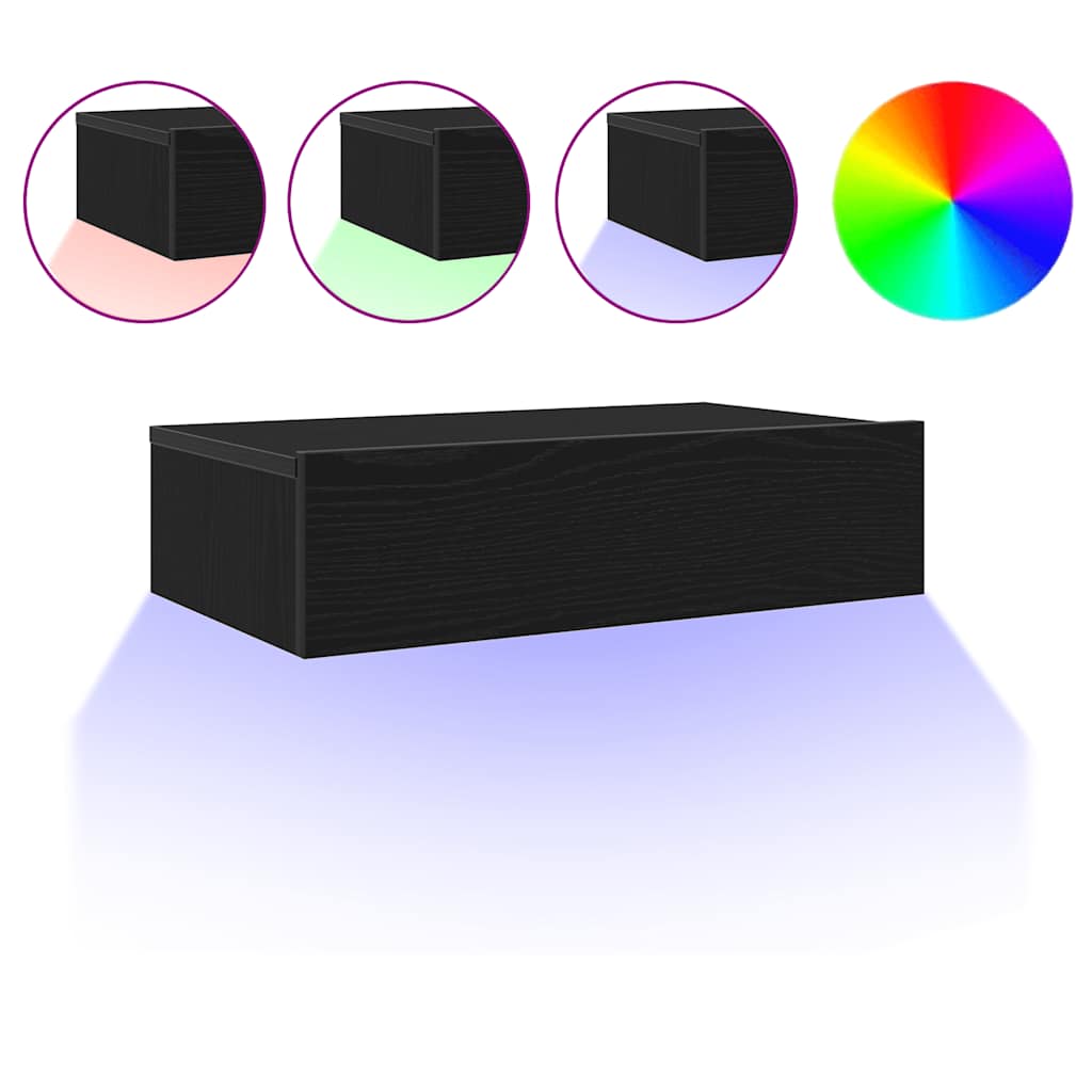 TV ormarić s LED svjetlima crni hrast 60x35x15,5 cm