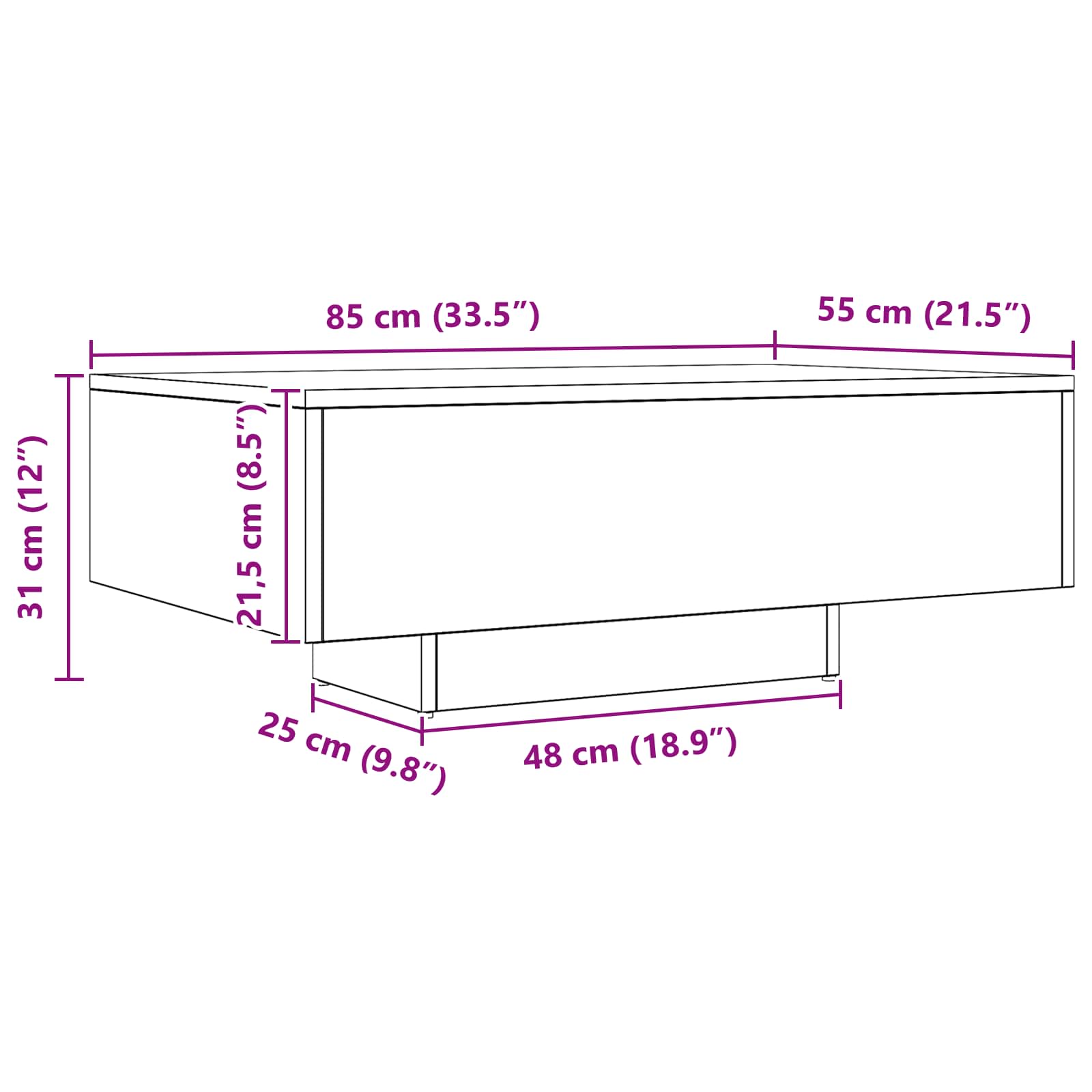 Kava Stol Crni hrast 85 x 55 x 31 cm