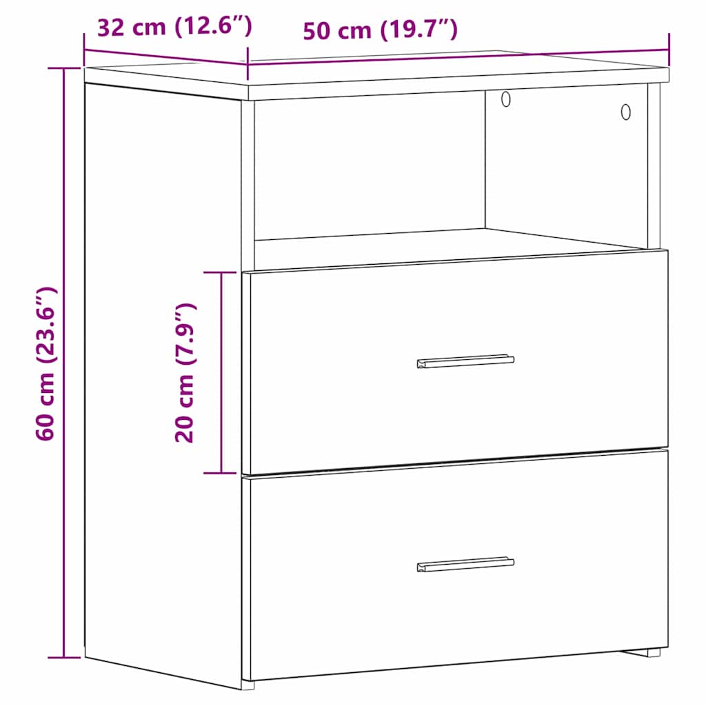 Noćni ormarić s ladicama 2 pcs Crni hrast 50 x 32 x 60 cm