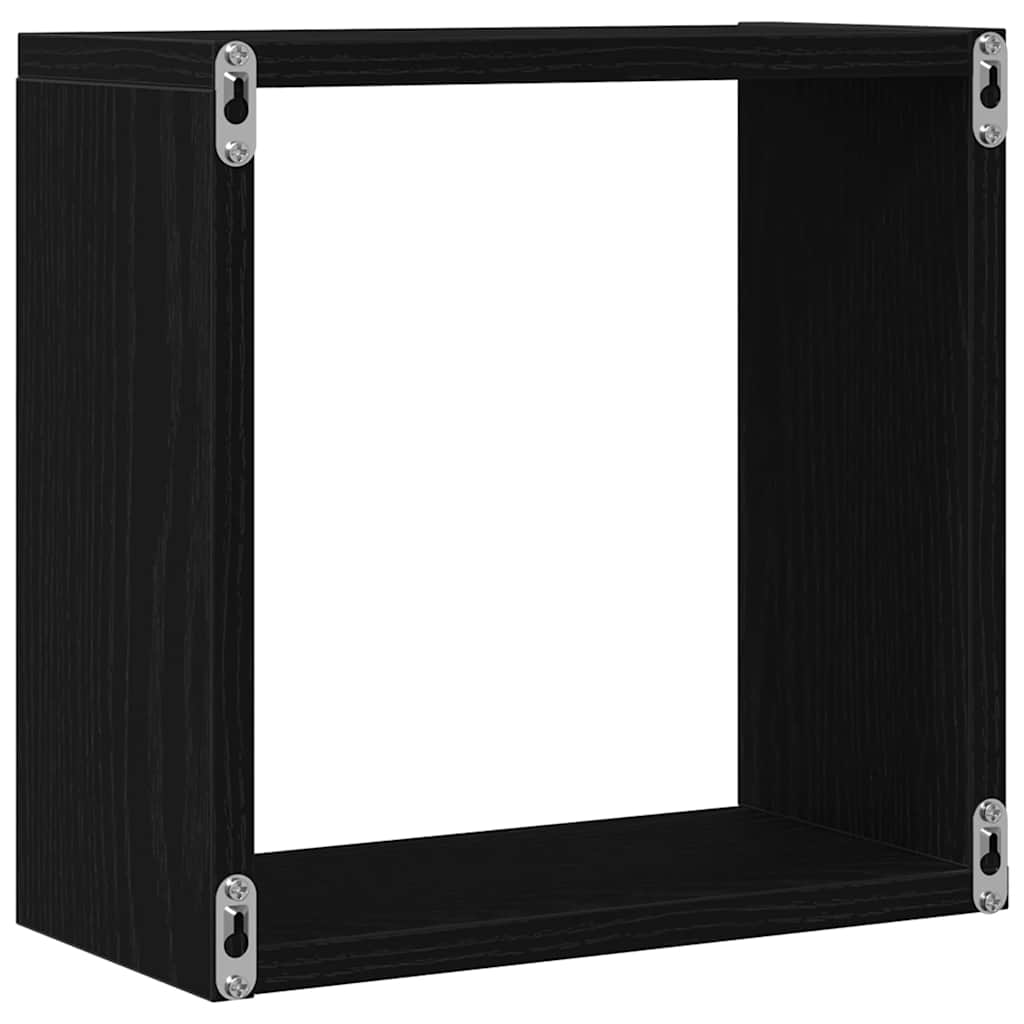 Zidne kockaste police 6 kom crni hrast 30x15x30 cm inženjersko drvo
