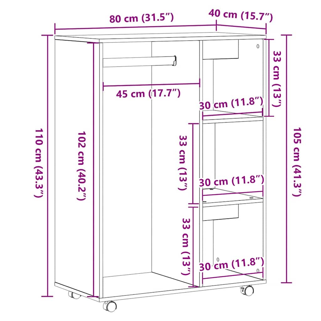 Ormar crni hrast 80x40x110 cm Inženirsko drvo