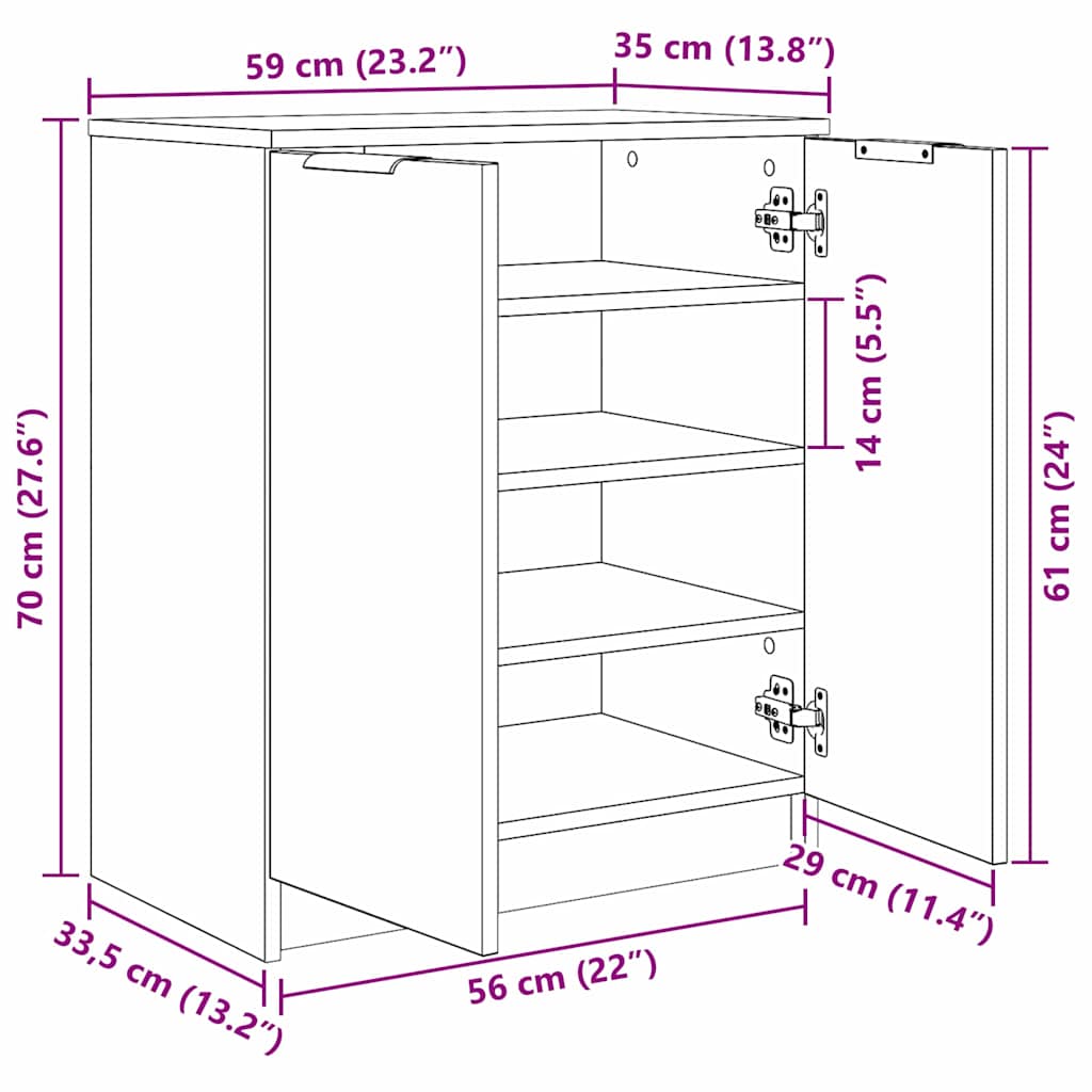 Ormar za cipele Crni hrast 59 x 35 x 70 cm Konstruirano drvo