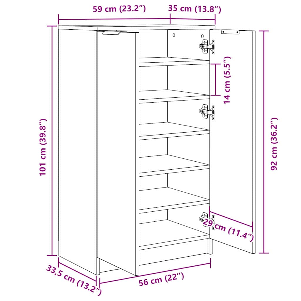 Ormar za cipele Crni hrast 59 x 35 x 100 cm Konstruirano drvo