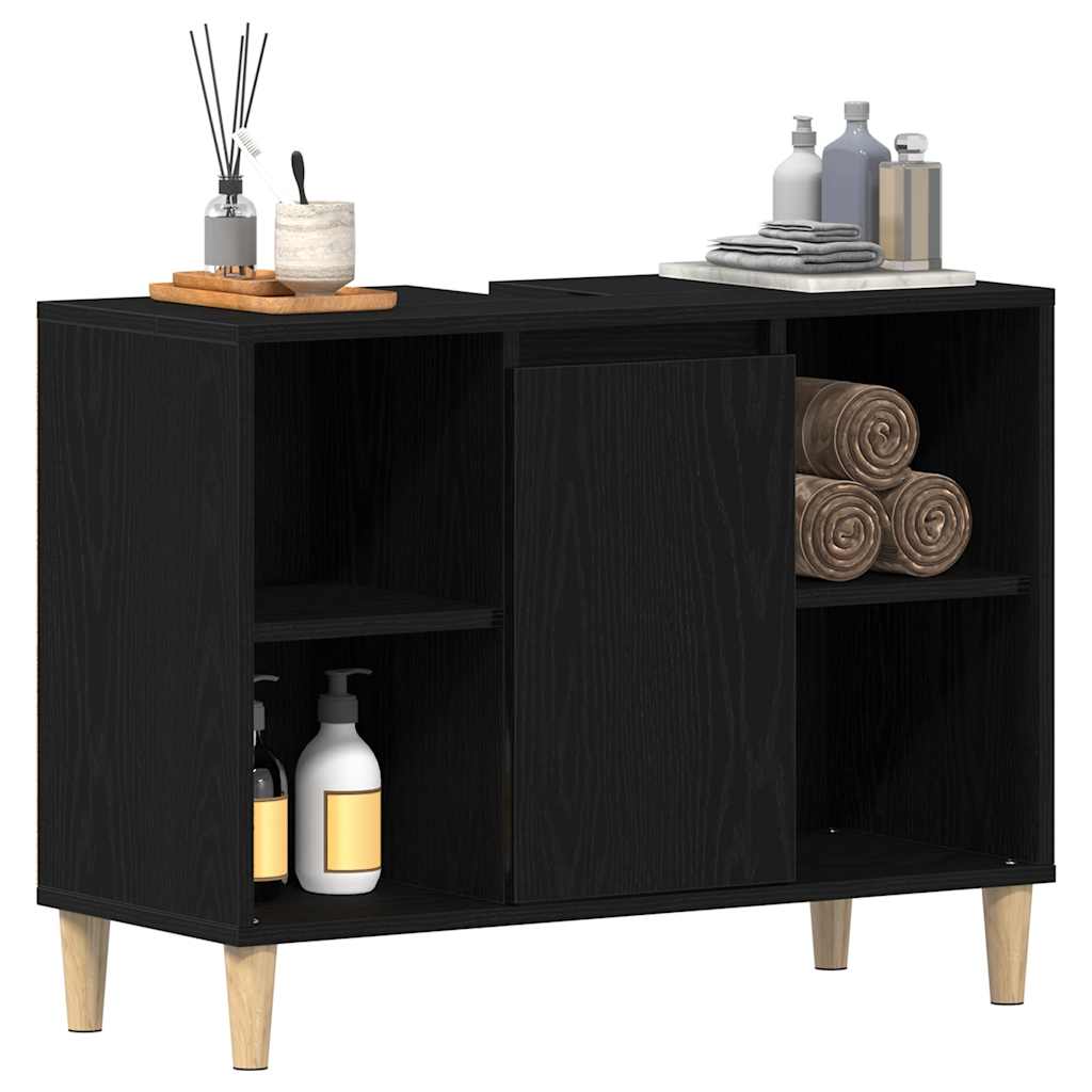 Ormarić za umivaonik crni hrast 80x33x60 cm inženjerski drvo