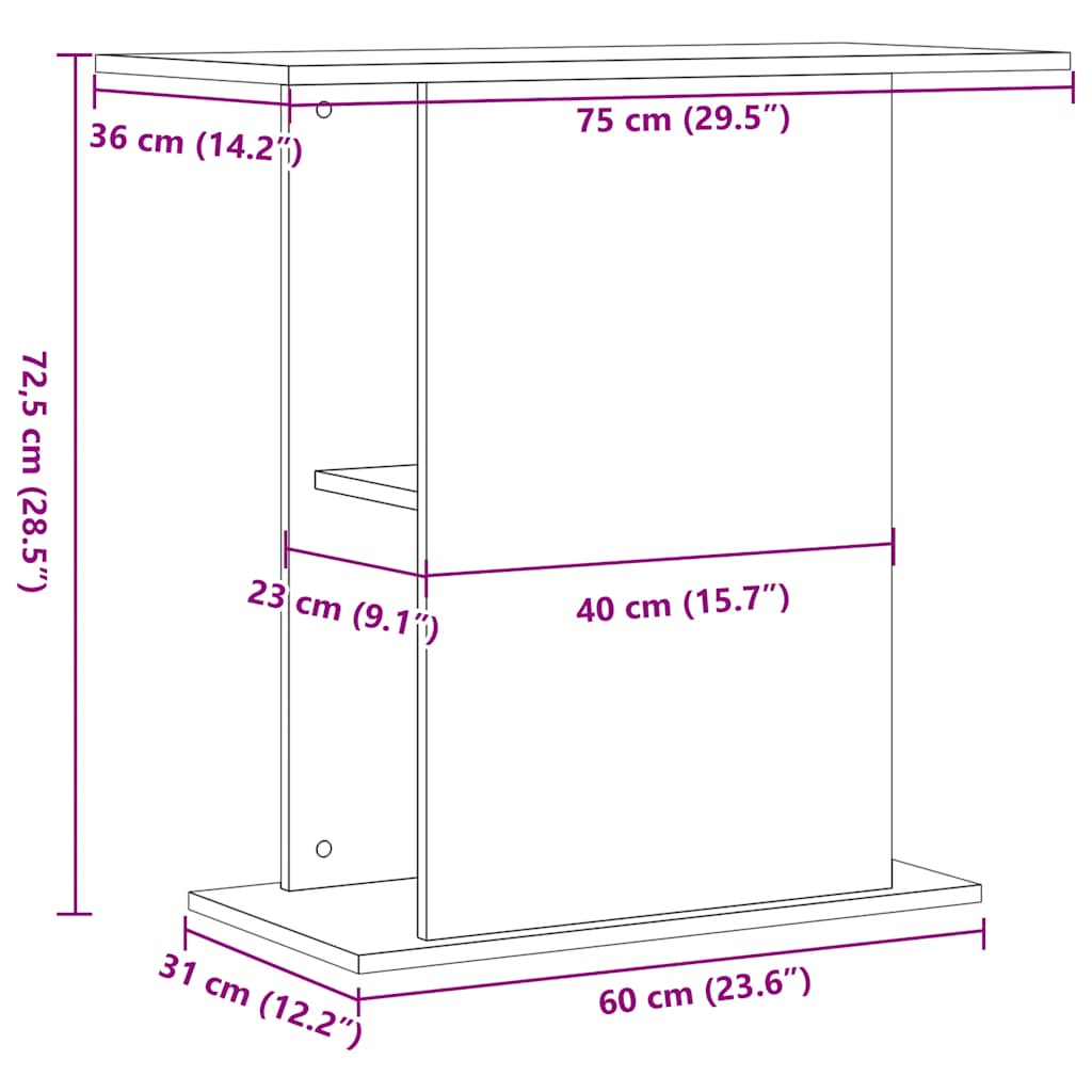 Stalak za akvarij crni hrast 75x36x72,5 cm Konstruirano drvo