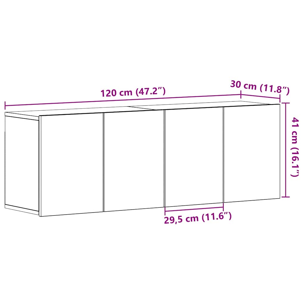TV ormarići 2 kom. crni hrast 120x30x41 cm inženjerski drvo
