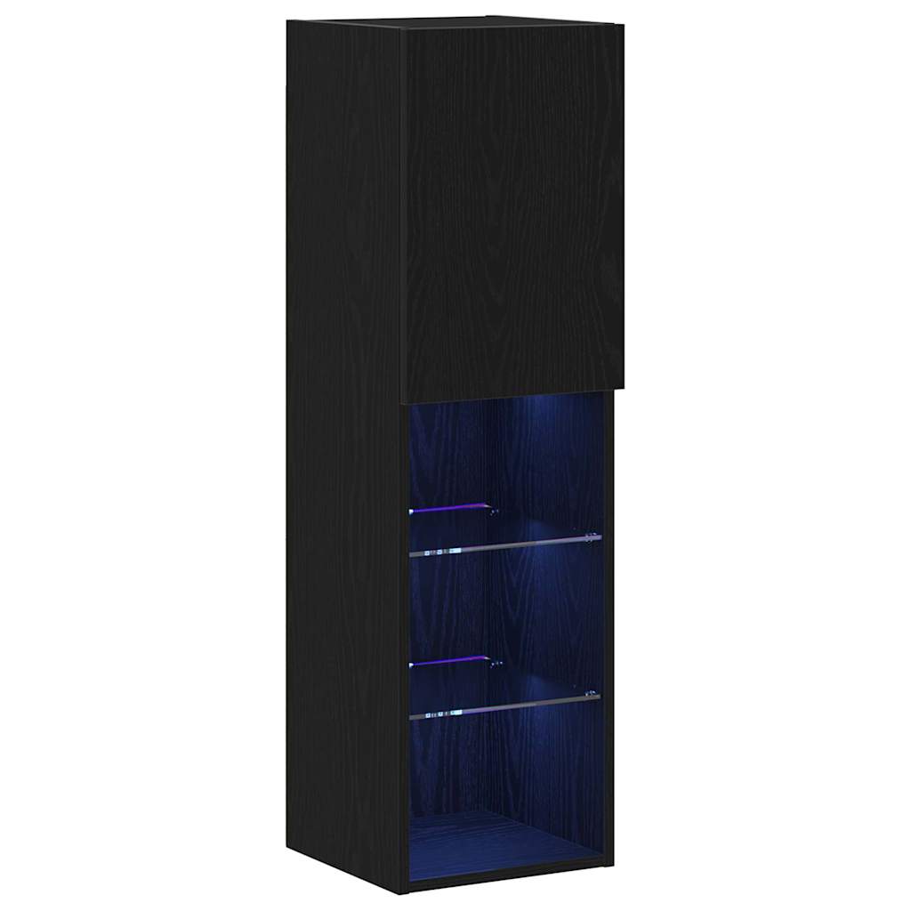 Set TV komoda Zidne 2 pcs Crni hrast 30,5 x 30 x 102 cm