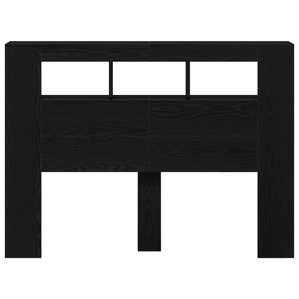 LED glava kreveta s policom Crni hrast 140 x 18,5 x 103,5 cm