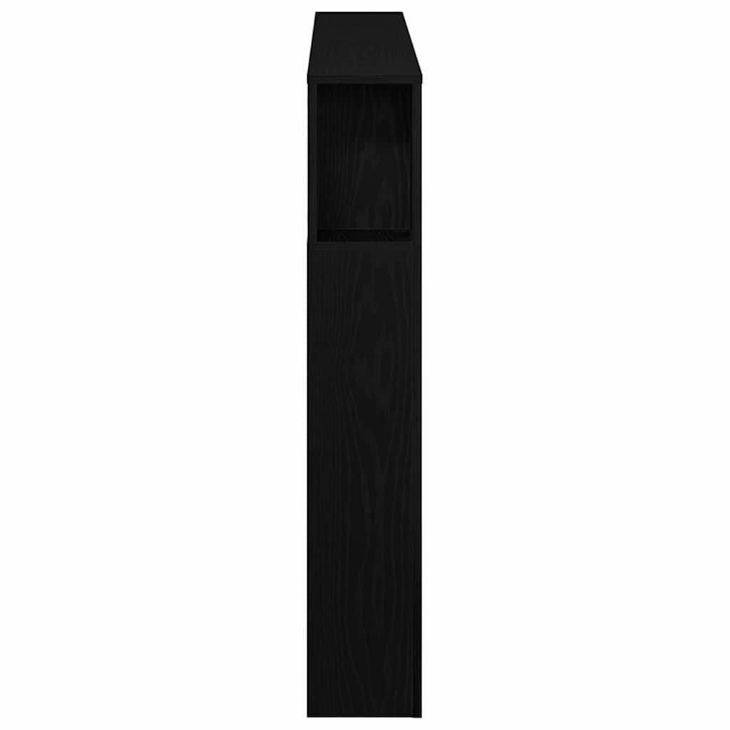 LED glava kreveta s policom Crni hrast 140 x 18,5 x 103,5 cm
