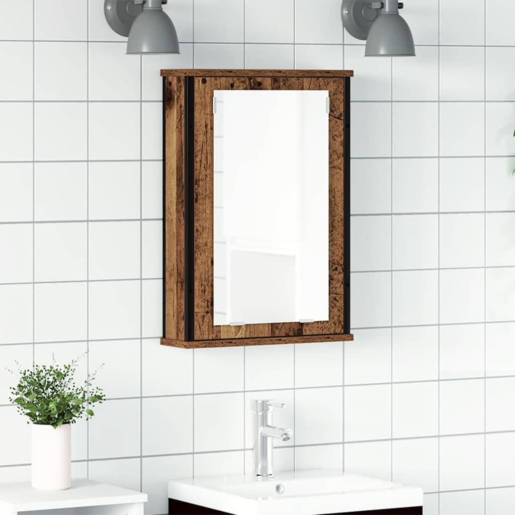 Kupaonski ormarić s ogledalom, staro drvo, 42x12x60 cm, inženjerski drvo