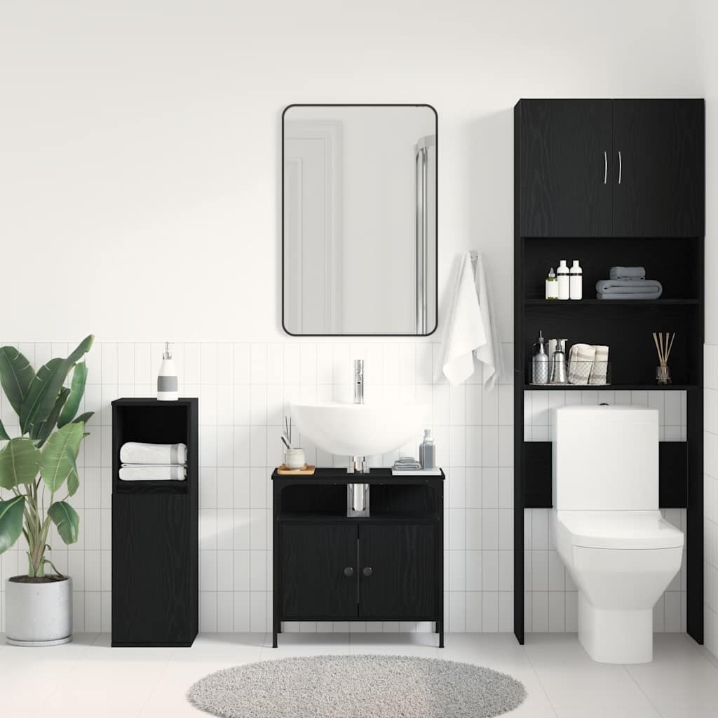 Ormarić za umivaonik u kupaonici crni hrast 60x30x60 cm inženjerski drvo