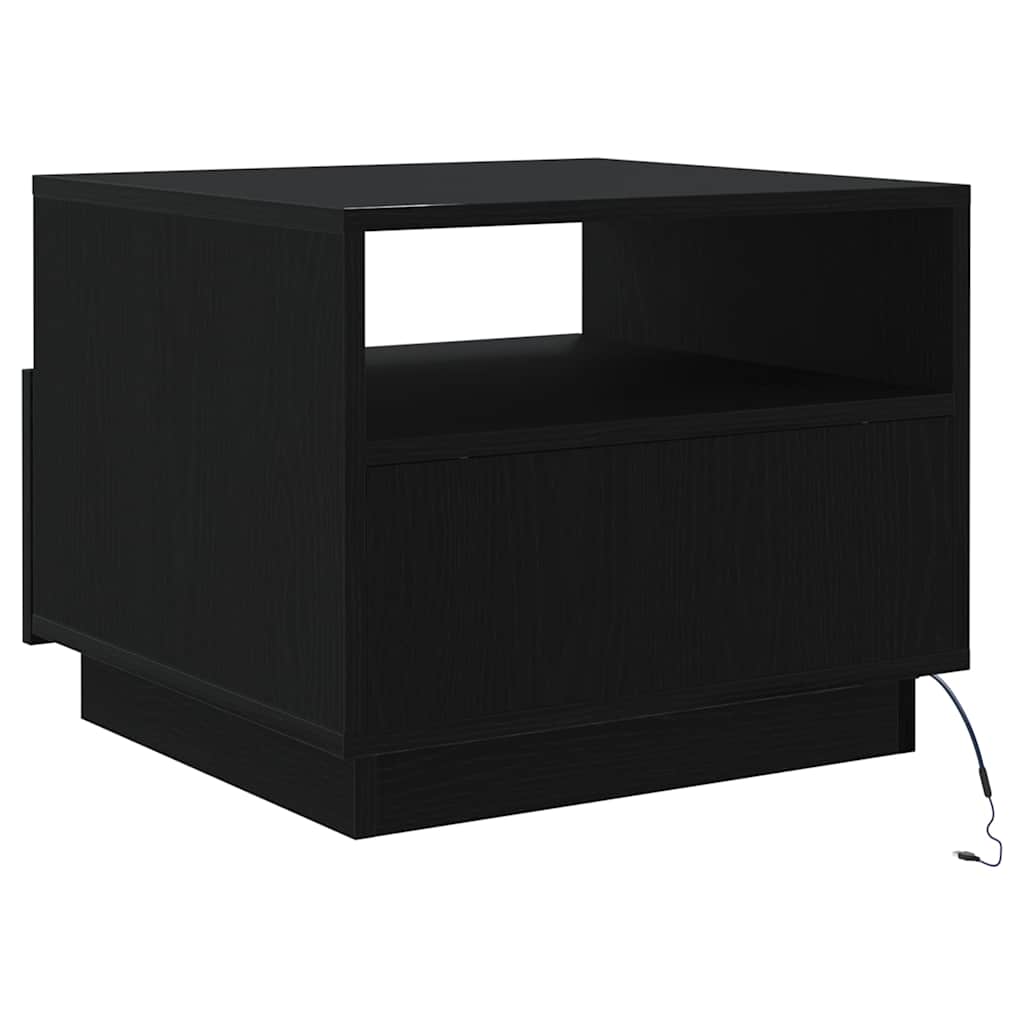 Klub stolić s LED svjetlima crni hrast 50x49x40 cm