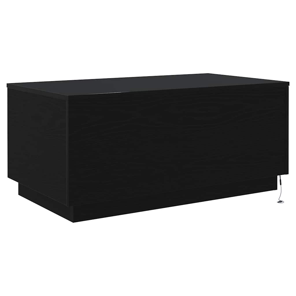 Klub stolić s LED svjetlima crni hrast 90x50x40 cm