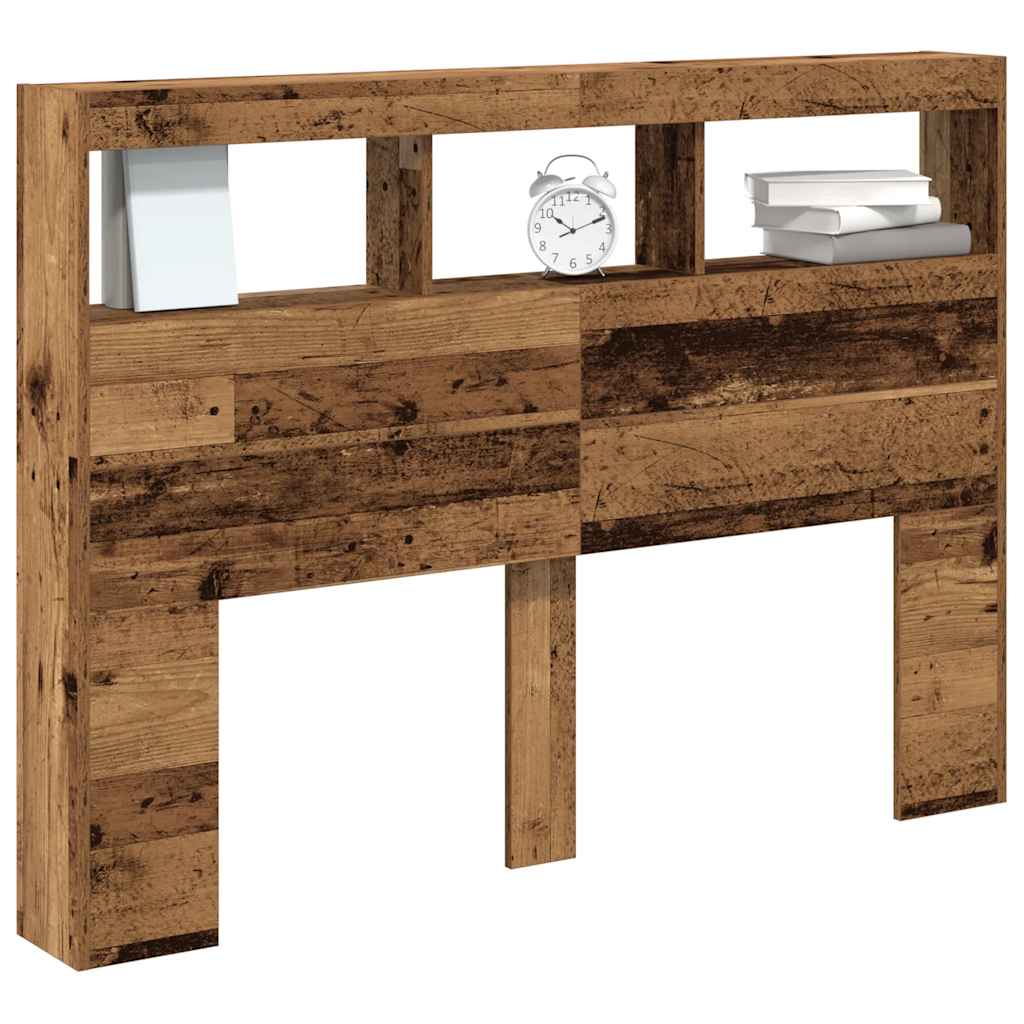 Ormarić za uzglavlje s LED svjetlima staro drvo 140x17x102 cm