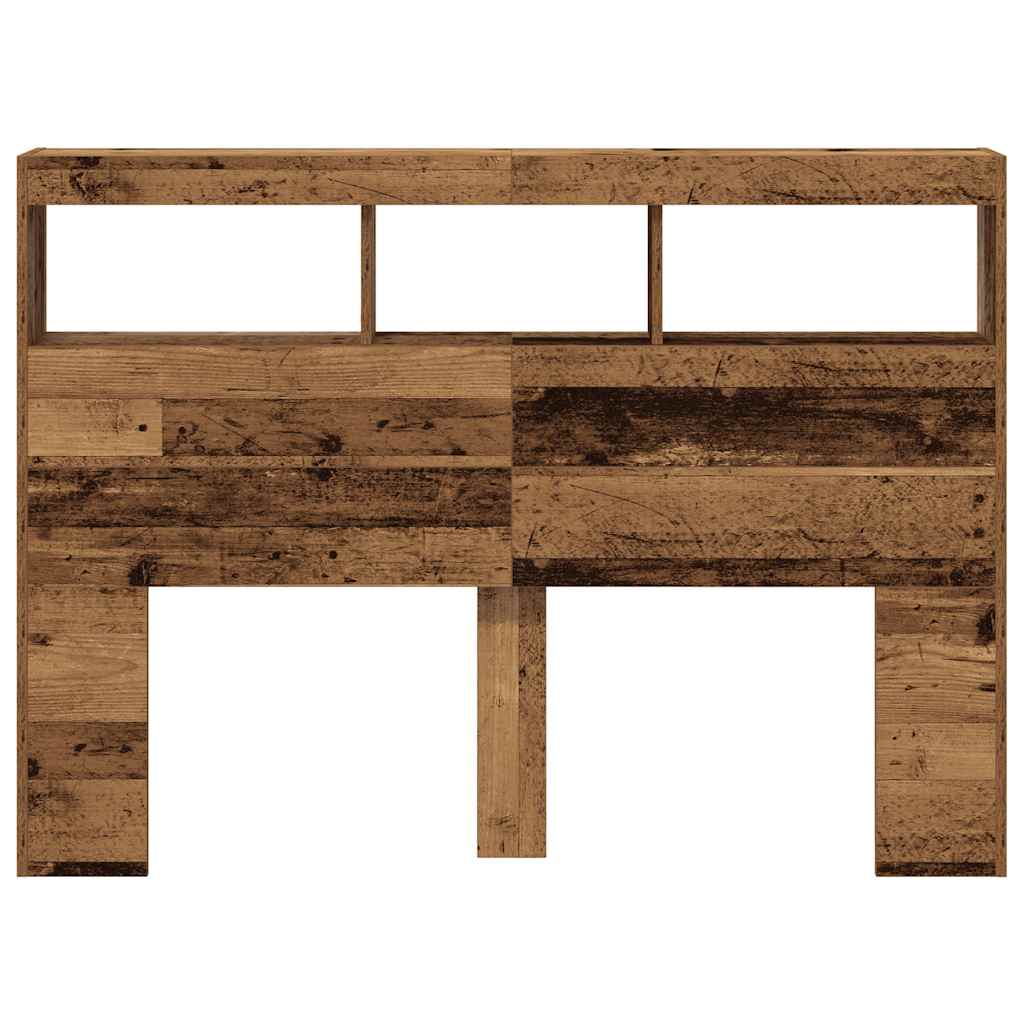 Ormarić za uzglavlje s LED svjetlima staro drvo 140x17x102 cm