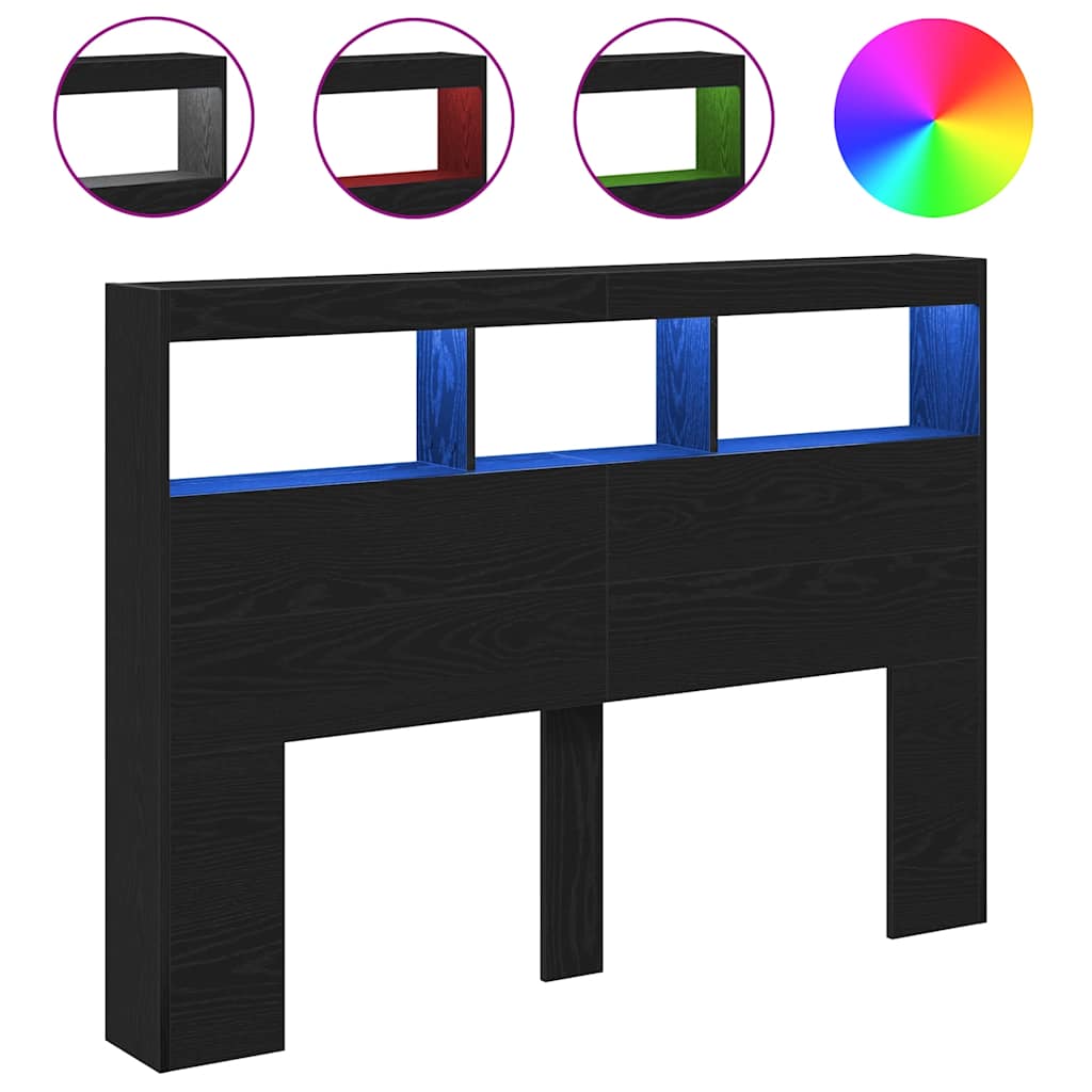 Ormarić za uzglavlje LED boja crni hrasta 140x17x102 cm