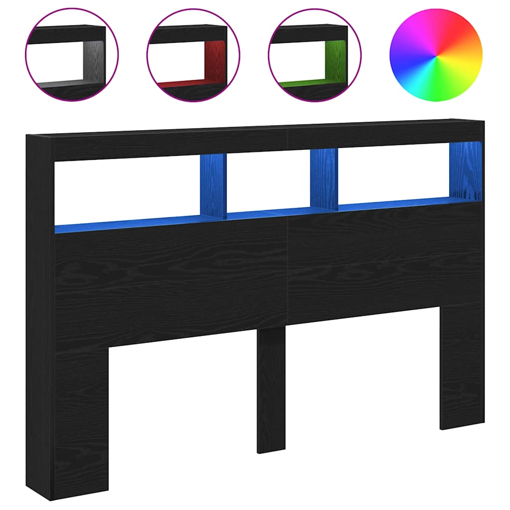 Ormarić za uzglavlje LED boja crni hrasta 160x17x102 cm