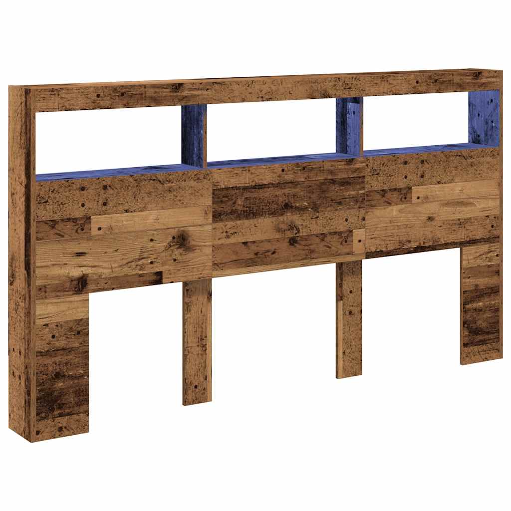 Ormarić za uzglavlje s LED svjetlima staro drvo 180x17x102 cm