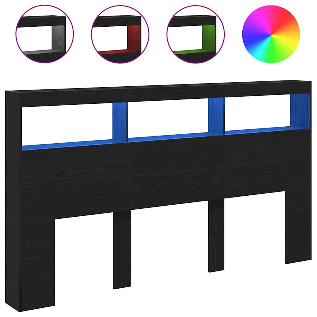 Ormarić za uzglavlje LED boja crni hrasta 180x17x102 cm
