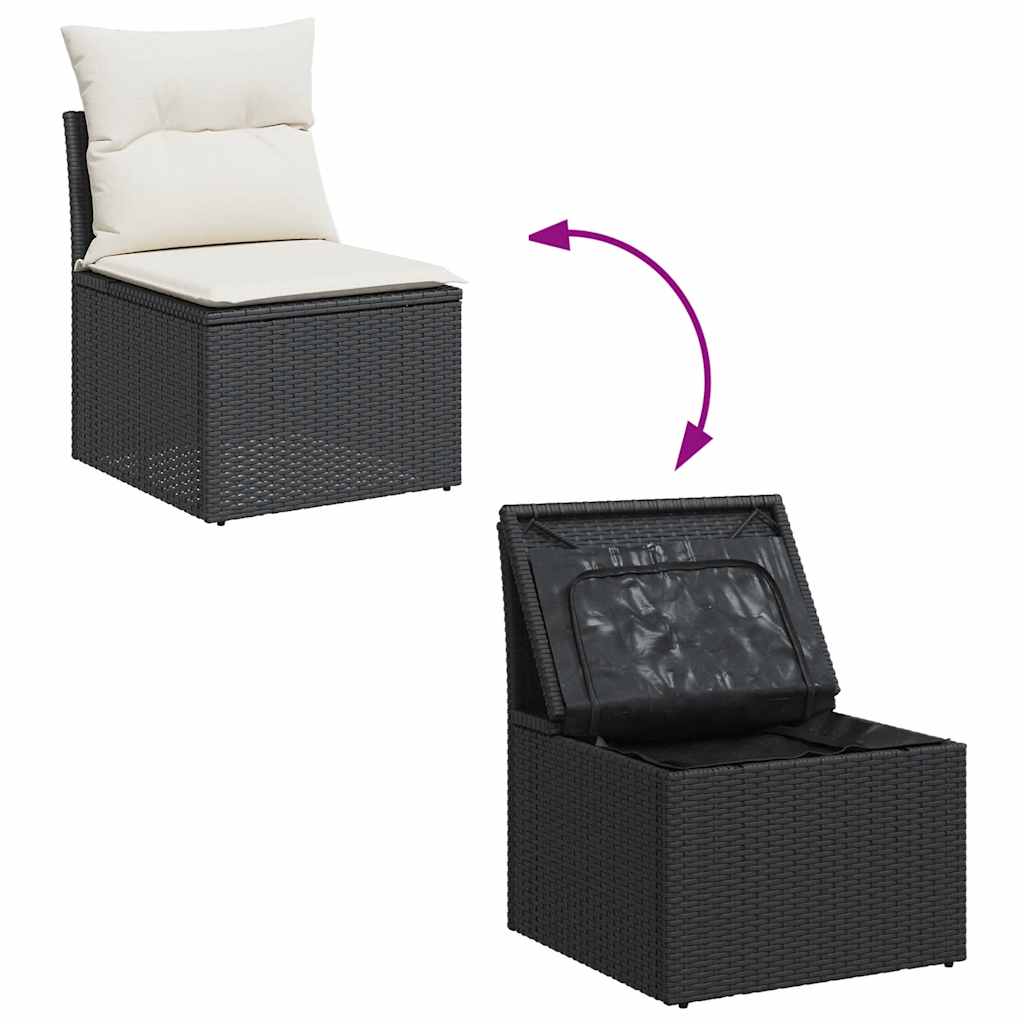 2-dijelni set vrtnih sofa s jastucima crni od poliratana bagrem