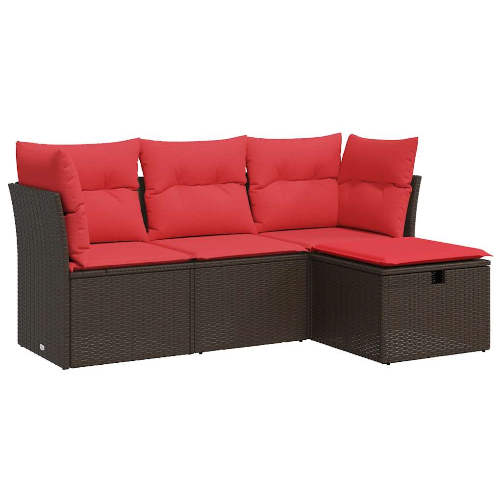 4-dijelni set vrtnih sofa od poliratana s jastucima smeđi