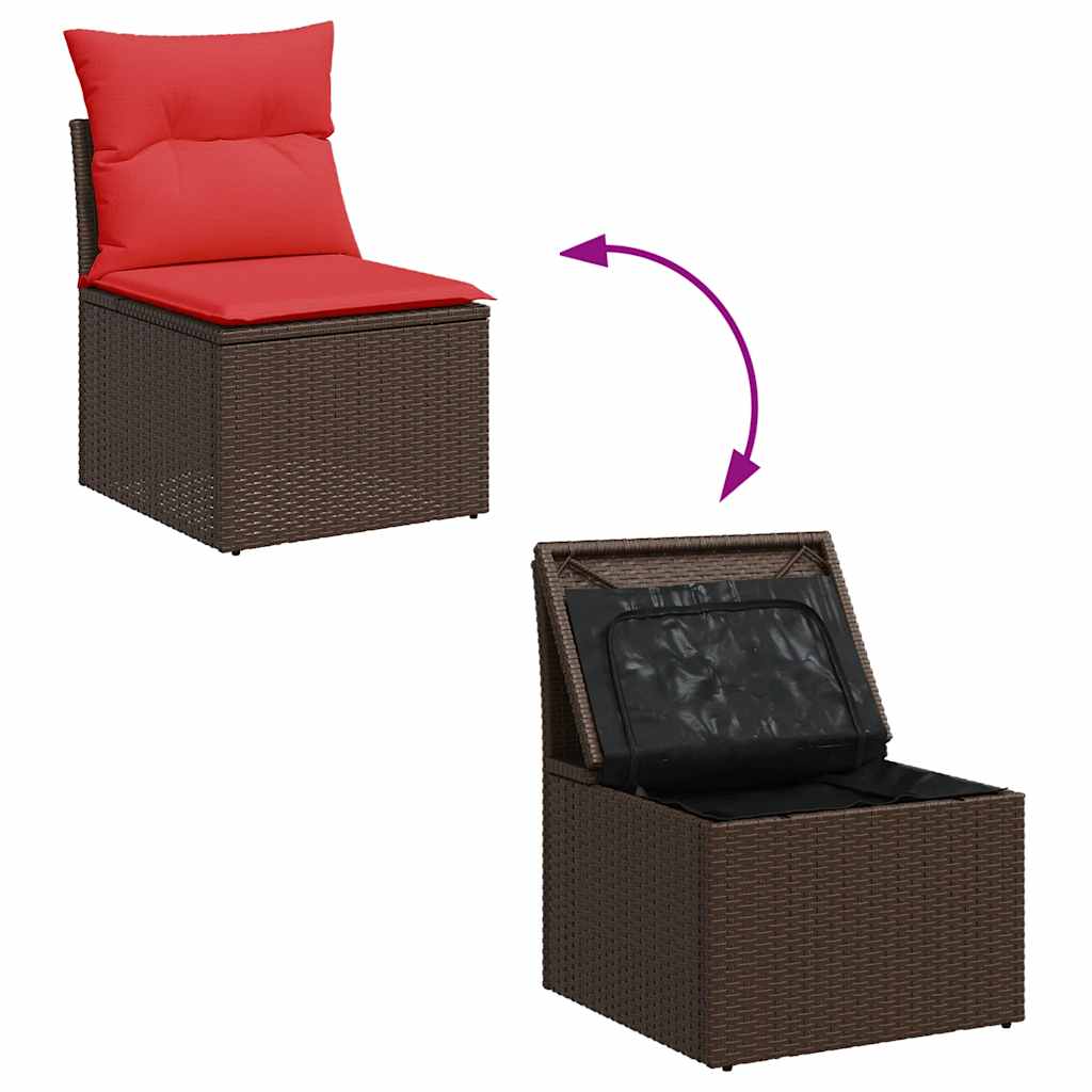 8-dijelni set vrtnih sofa s jastucima smeđi od poliratana
