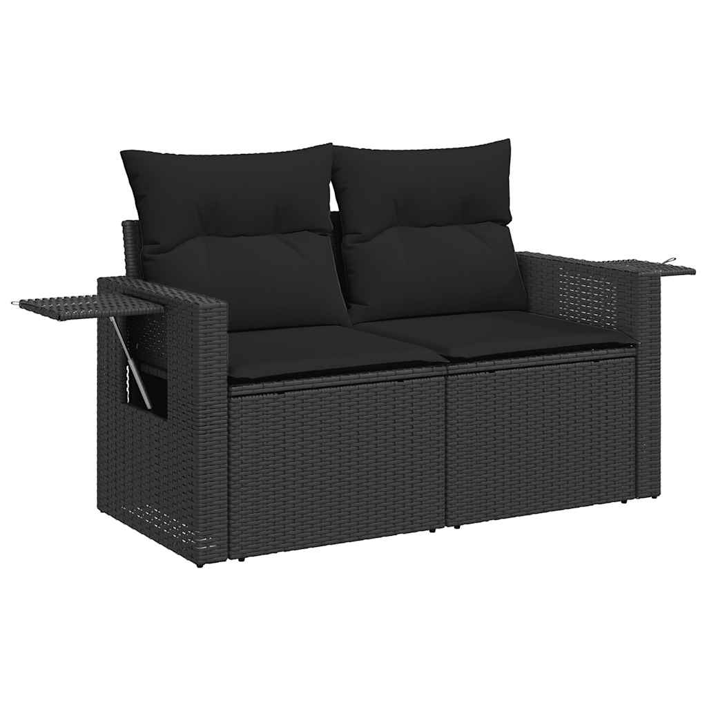 4-dijelni set vrtnih sofa od poliratana s jastucima crni