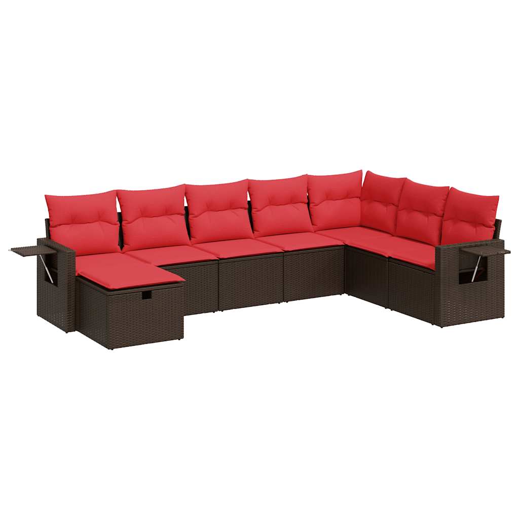 8-dijelni set vrtnih sofa s jastucima smeđi od poliratana