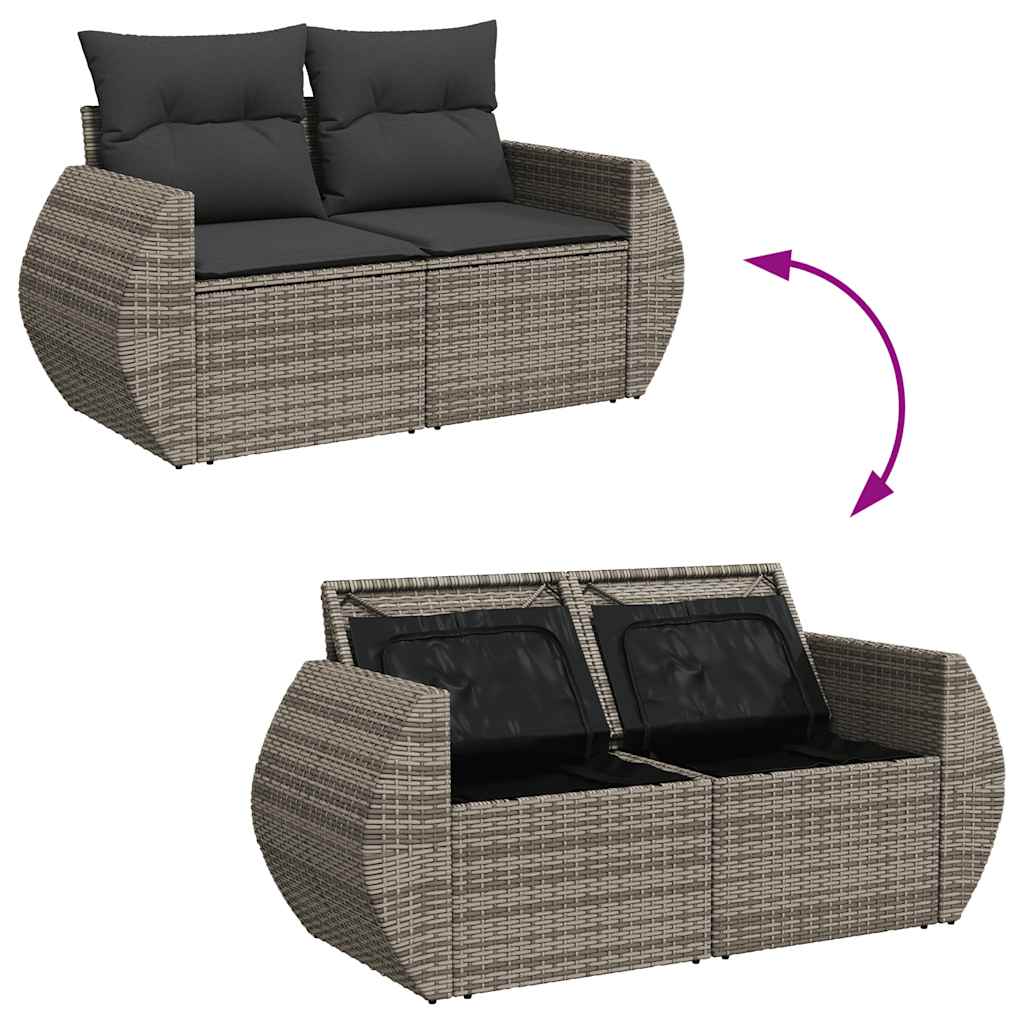 4-dijelni set vrtnih sofa od poliratana s jastucima sivi