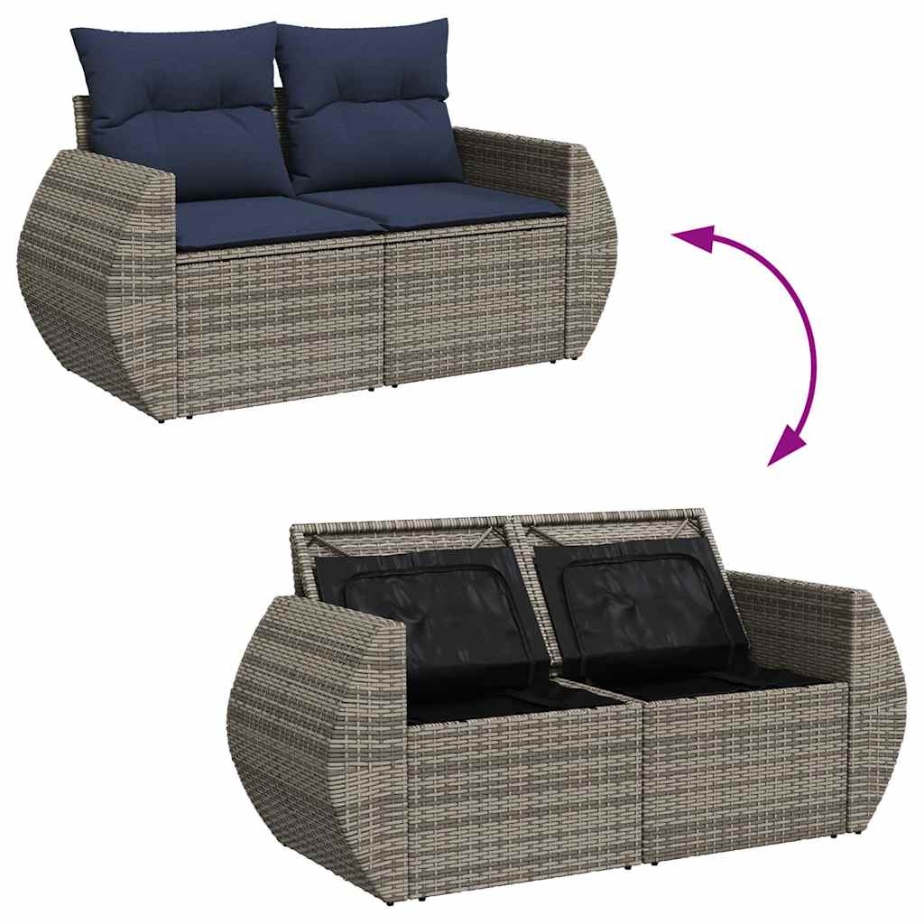 4-dijelni set vrtnih sofa od poliratana s jastucima sivi