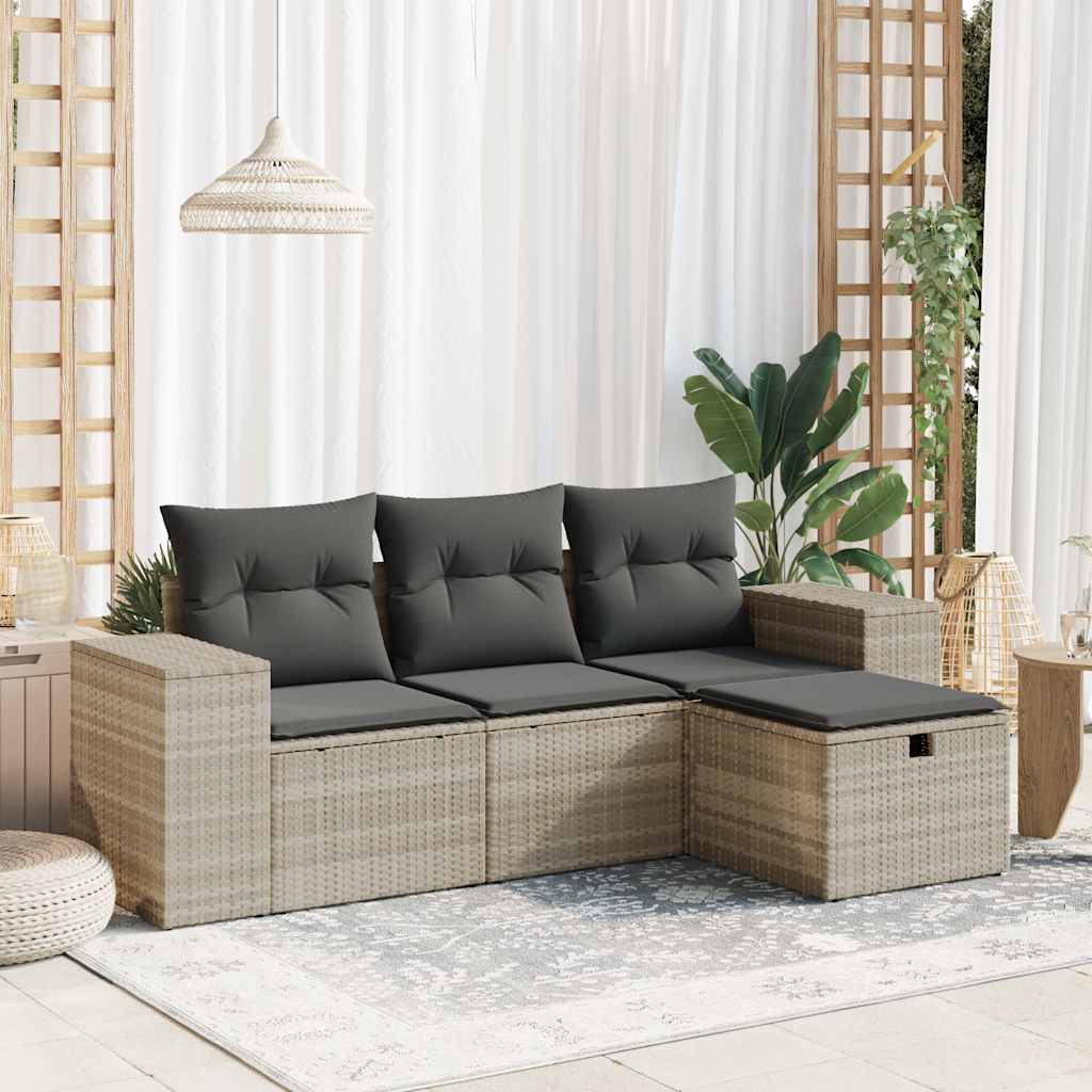 4-dijelni set vrtnih sofa s jastucima svijetlosivi poliratan
